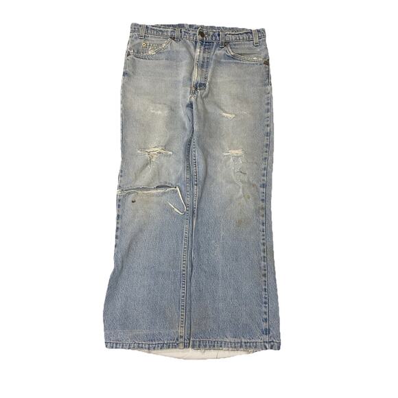 Vintage Levi’s 517 Orange Tab Boot Cut Denim Jeans Size 34/27 USA Made Distress - Picture 2 of 6